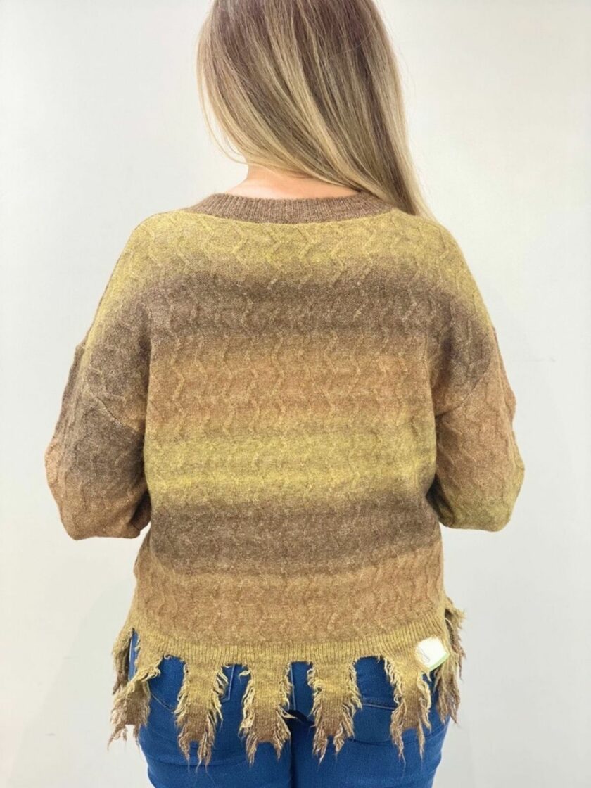 Jersey multicolor fleco cuello pico
