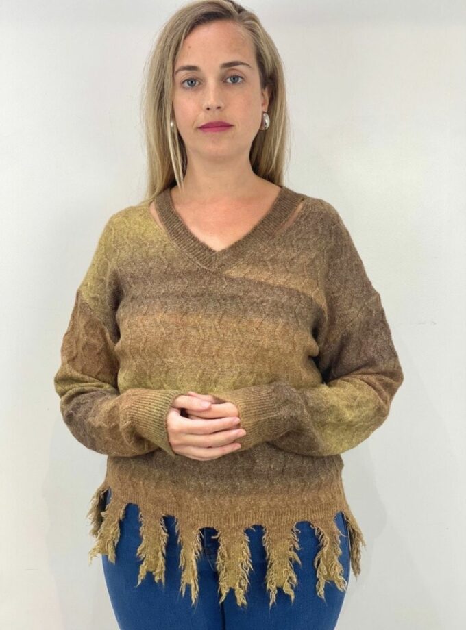 Jersey multicolor fleco cuello pico