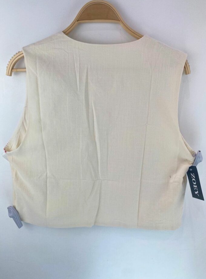 Chaleco Bordado Flores Beige