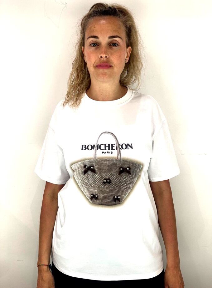 Camiseta blanco estampada