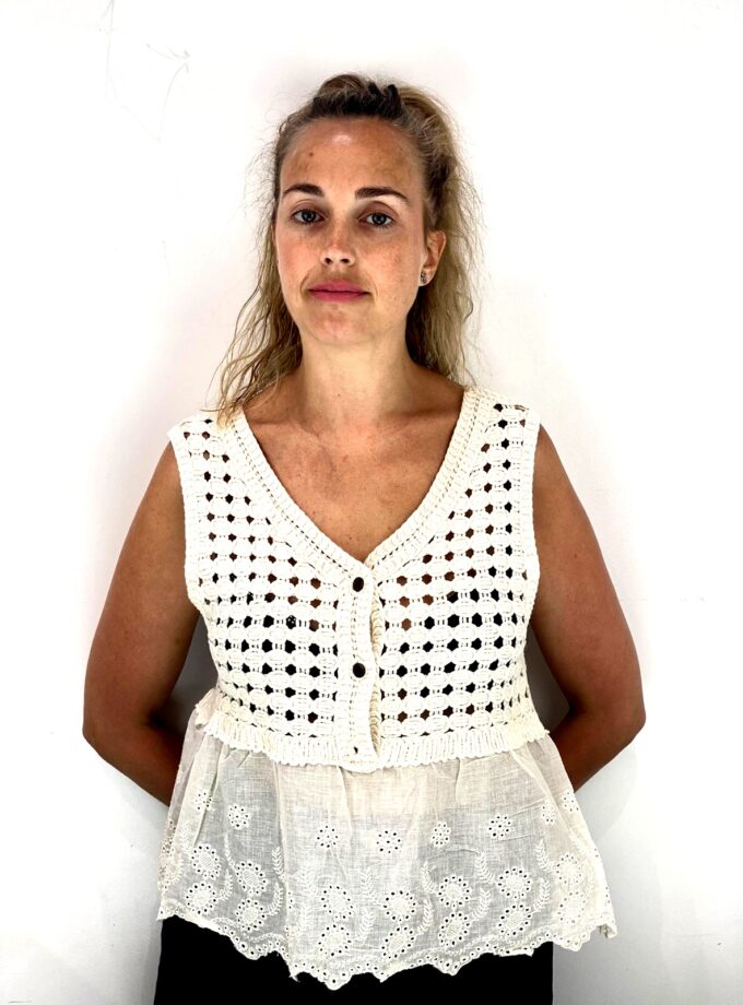 Chaleco croché abajo encaje