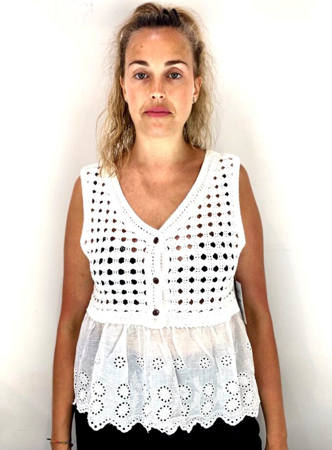 Chaleco croché abajo encaje
