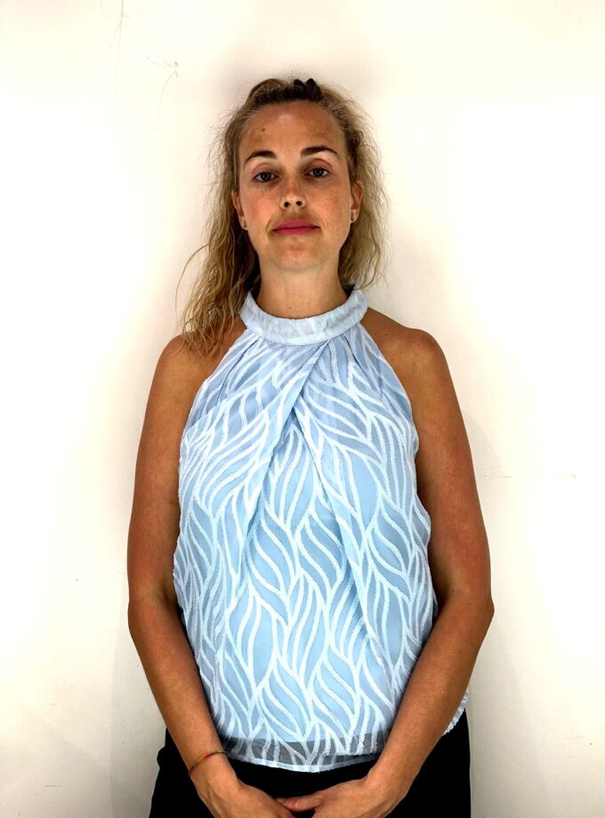 Blusa azul cuello halter