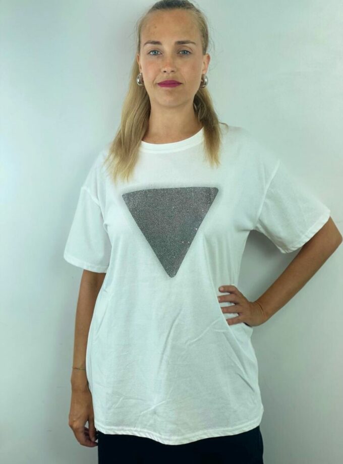 Camiseta blanca estampada triángulo