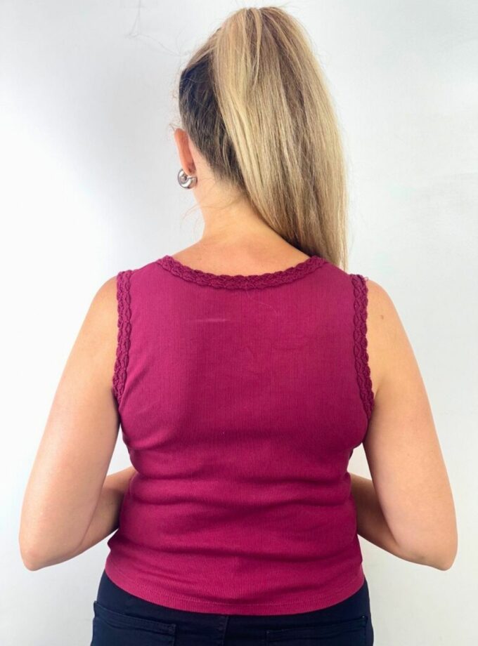 Top burdeo borde trenza