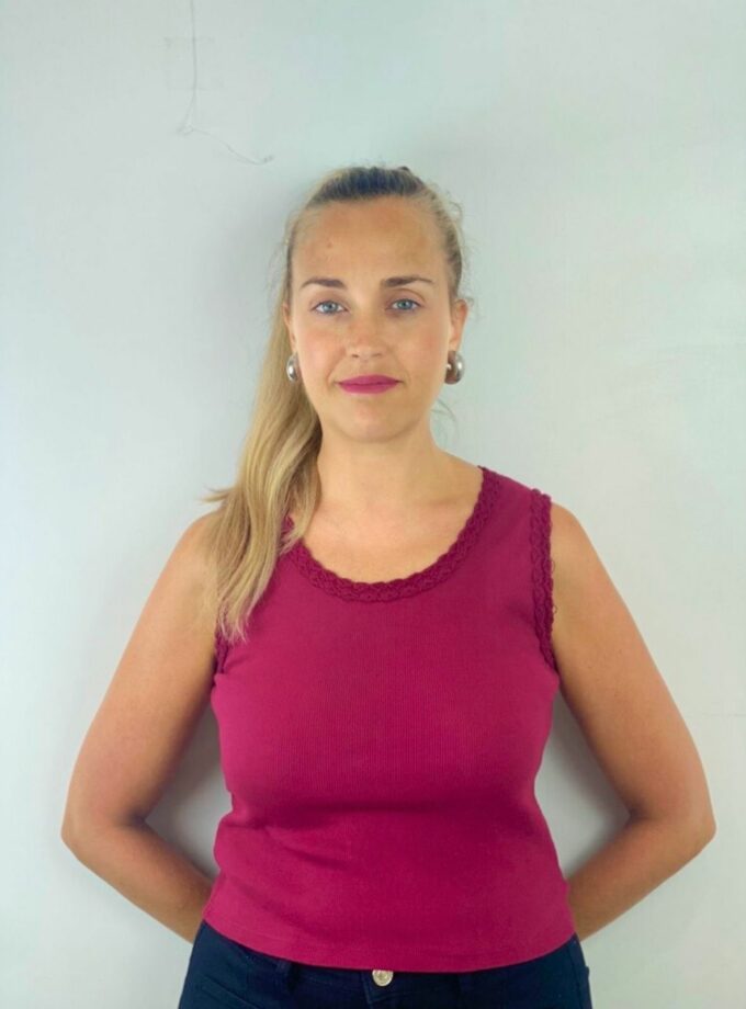 Top burdeo borde trenza