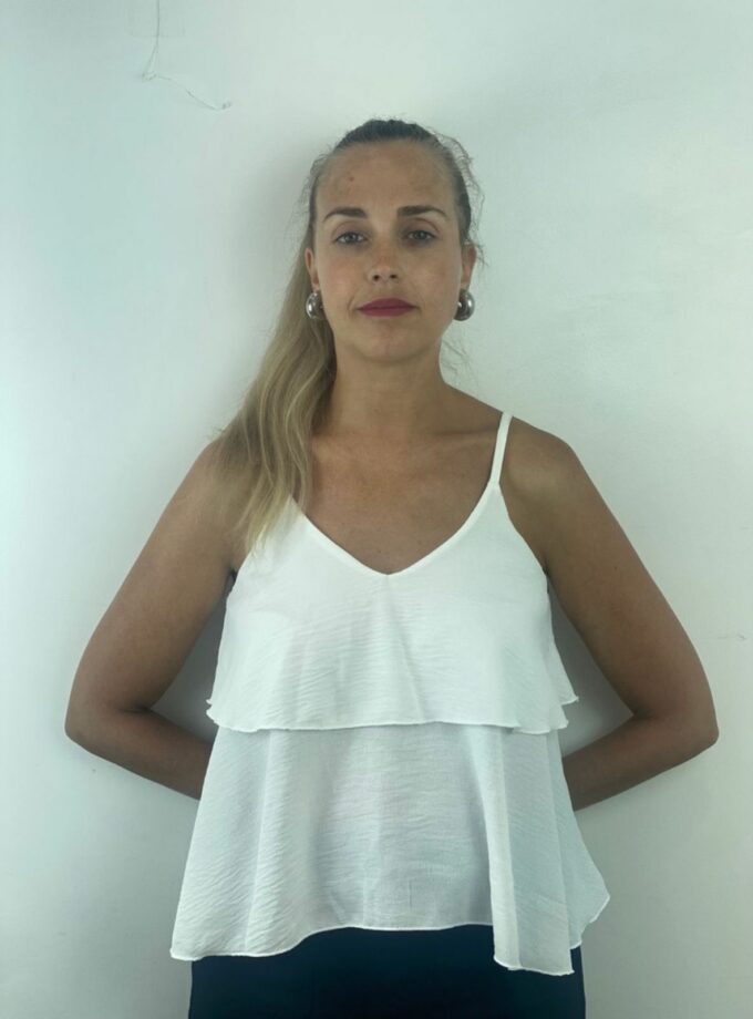 Blusa tirante fina volante blanca