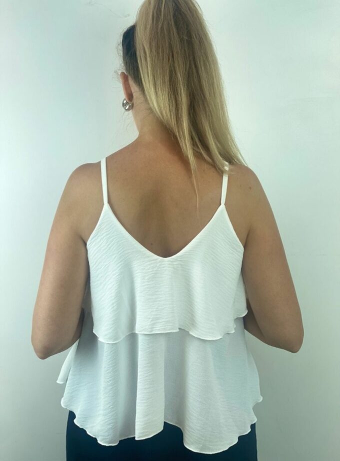 Blusa tirante fina volante blanca